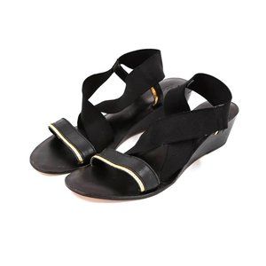 Cocobelle Women's Black Open Toe Strappy Wedge
